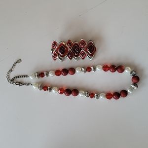 Red necklace and bracelet